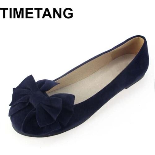 TIMETANG Spring Summer bow women single shoes flat heel soft bottom ballet work flats shoes woman moccasins size 35-43 C221