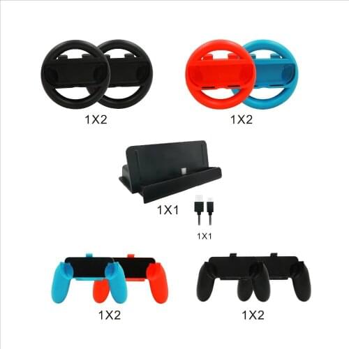 ViGRAND 1 SET 10 IN 1 for Nintendo Nintend Switch Handle Stand Holder Left Right Joy-Con Controller