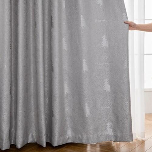 Jacquard Pine Blackout Curtains for Kids Bedroom 1 Piece Custom Made Cotton Linen Insulation Darkening Living Room Window Drapes
