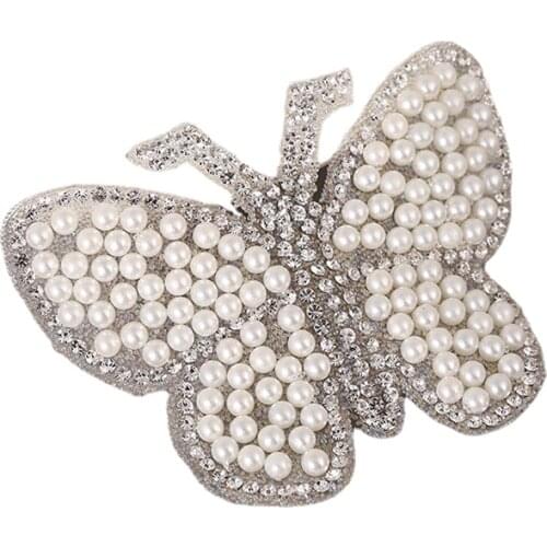 1PCS Diamond Painting Sparkling Butterfly Patches for Clothing Diamond Rhinestones Iron on Stick Applique Jersey for dress