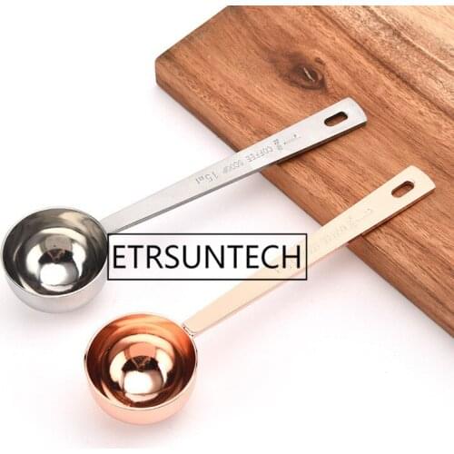100pcs 15ML Metal Measuring Spoon Coffee Scoop Thicken Stainless Steel Smooth long handle Tablespoon Milk Spoon Kitchen Bar Tool