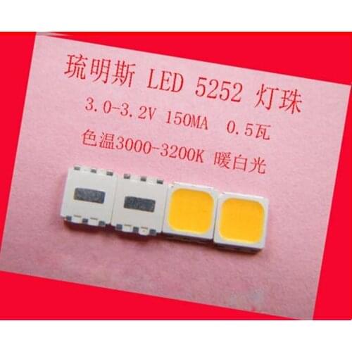 200piece/lot Taiwan imports Luming Si highlighted leds 3V 5252 SMD LED 0.5 W warm white light emitting diode
