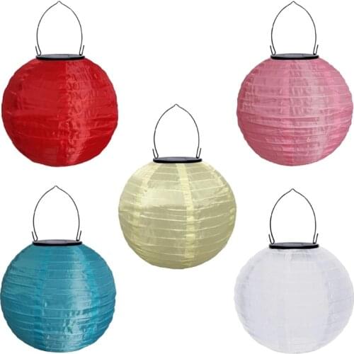 2021 New Round Ball Shaped Lampshade Solar Lantern Waterproof Hanging Garden Lanterns
