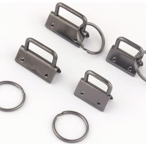 25/32mm Gunmetal Key Fob Key Rings Sets Keychain Webbing Fabric Key Chain Purse Making Hardware Jewelry Making Hardware