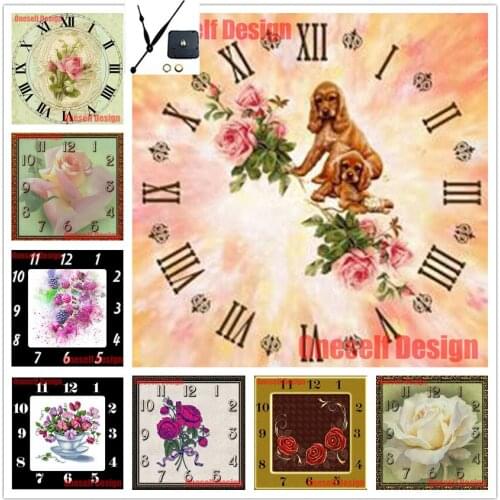 2020 diy diamond mosaic sale with clock flower diy diamond art kit clock flower rhinestone pictures decoration home wall sticker