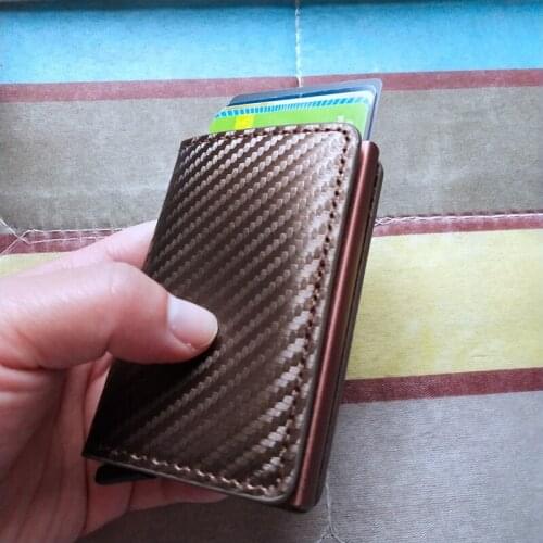 Anti Thief Rfid Credit ID Card Holder Slim Men Women Minimalist Carbon Fiber Metal Wallet Cardholder Creditcard Case Carteira