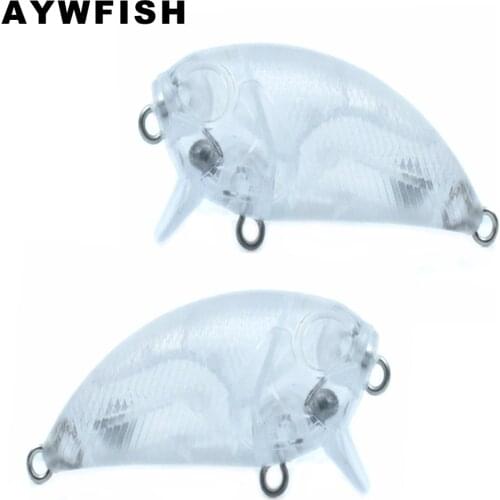AYWFISH 30PCS A Lot Unpainted Crankbait 45mm 5.9g Mini Fishing Lure Handmade Transparent Plastic Body Floating Crank Bait Blank