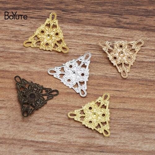 BoYuTe (100 Pieces/Lot) 19*22MM Triangle Shape Metal Brass Filigree Findings Diy Hand Made Jewelry Materials