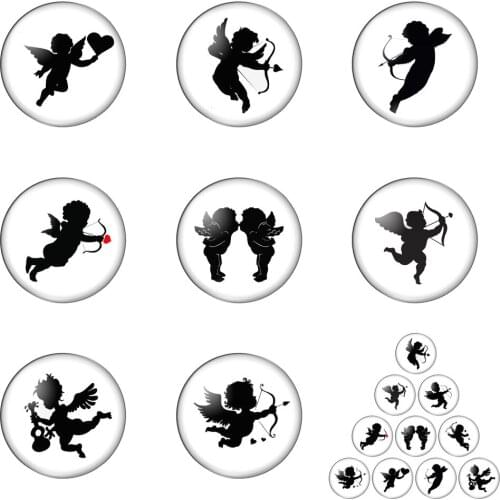 Really Heart Love Cupids Arrow Round Photo Glass Cabochon Demo Flat Back Making Findings Handmade DIY Accessories