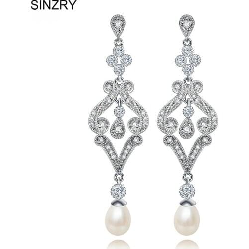 2015 Brand new AAA Grade Cubic Zircon Micro setting CZ Pearl long bridemaid tassel earrings fashion