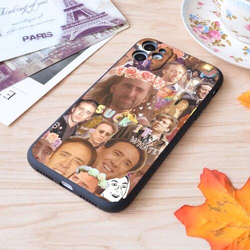 For iPhone Nic Cage Collage Print Soft Matt Apple iPhone Case