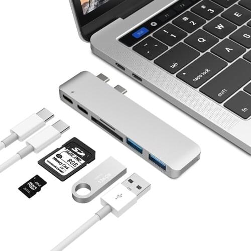 USB C HUB Type C Thunderbolt 3 Dock 5 in 1 USB-C Adapter Dongle Combo with USB 3.0 Ports TF Slot Micro SD Card For MacBook Pro