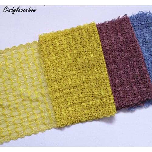 2 Yards 21.5 cm Wide Stretch Lace Trim Bra Clothing Accessories Lingerie Sewing Applique Elastic French Lace Fabrics Blue Green