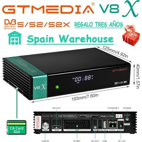 GTmedia V8X 1080P Full HD DVB-S/S2/S2X Satellite Receiver Support PowerVu Bisskey H.265 Built-in Wifi upgrade by V8 Nova