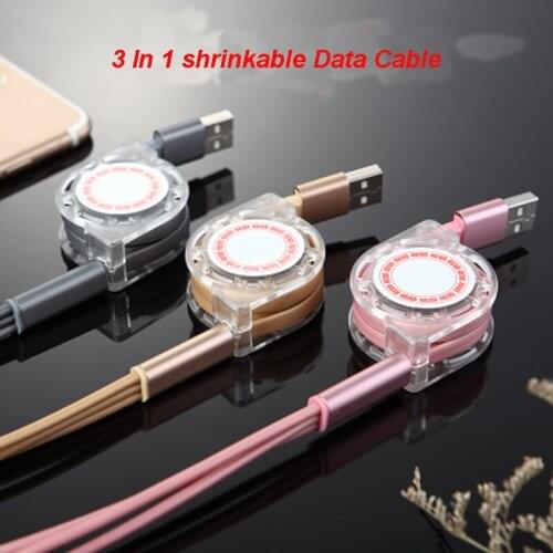 1Pcs 3-in-1 Data charging cable adjustable for Android Type-C for iphone charging cable 100cm Fast Charging USB C Cabl