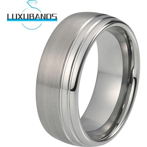 8MM Tungsten Carbide Rings For Men Wemen Double Stepped Edges Engagement Bands Brushed Finished Comfort Fit