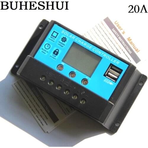 BUHESHUI 20A 12V/24VSolar Panel Controller Automatic Charger Regulator Design Intelligent Home Auto LCD Display USB 10pcs/lot