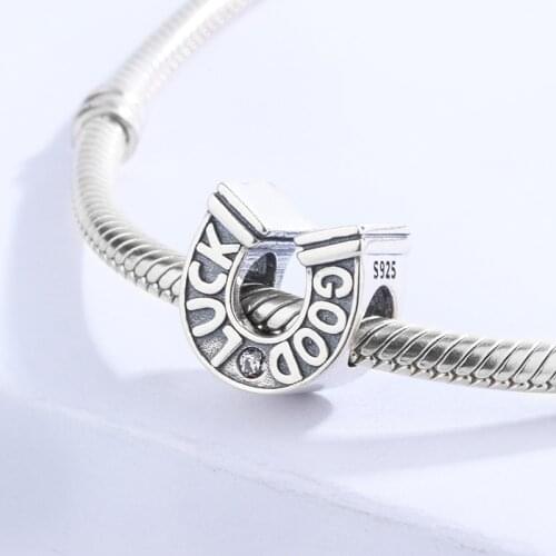 Trendy Customized Unique Logo Express Love‘’U‘’ Shape GOOD LUCK925 Sterling Silver Bead Bracelet Diy For Women Gift