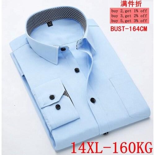 Large size 10XL 11XL 12XL 13XL 14XL Mens Long Sleeve Loose Twill Lapel Business Office Business 11 Color Formal Shirt 8XL 9XL