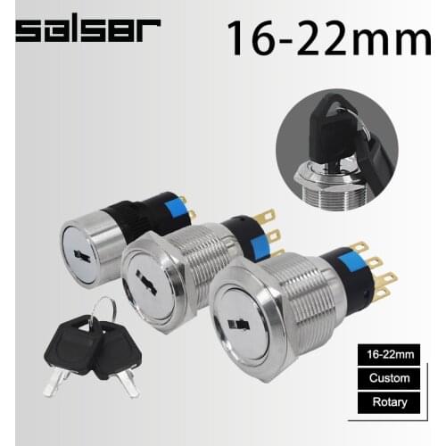 16/19/22mm DIY 2/3 Positions Rotary Knob Buttons Selector 3/6 Pins Foot With Connector Plug Key Metal Push Button Switch