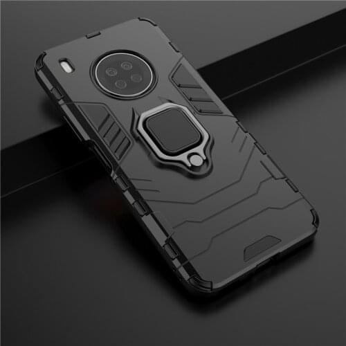 Armor Shockproof Ring Holder Case for Huawei Y9A Y8S Y7P Y6P Y5P Hard PC Soft TPU Hybrid Rugged Magnetic Back Cover