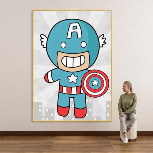 Q version of Marvel Superhero Nursery Canvas Painting Poster Wall Art Avengers Cartoon Baby Room Family Decoration Cuadros Decor