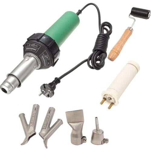 1500W 50Hz AC220V Hot Air Guns Plastic Welding Torch Welder Heat Hot Tools Kit with Nozzle Flato tip +Pressure Silicon Rller