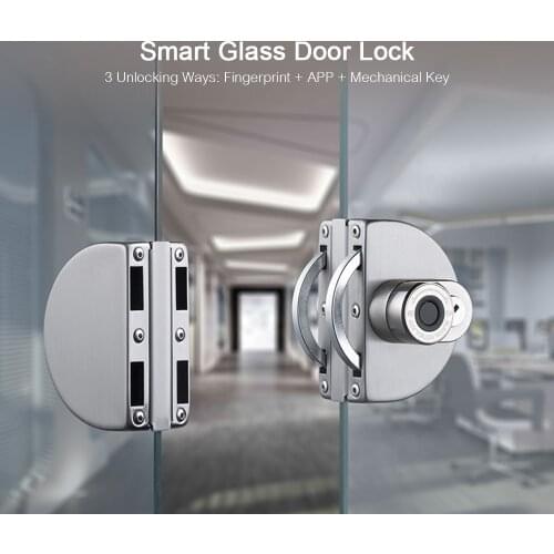 Glass Door Lock Smart BT Lock 100 Fingerprints Smart Doorlock Fingerprint APP Mechanical Key 3 Unlocking Ways for Offices Shops