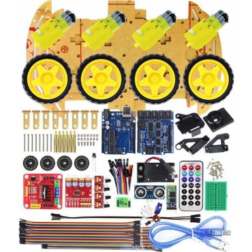 Smart Robot Car Kit 4WD High Tech Toys Bluetooth IR Obstacle Avoid Line Vehicles Follow L298N ForArduino Programmable Toys