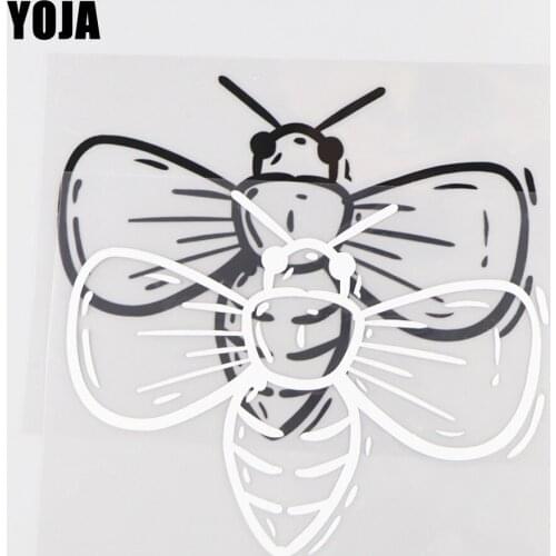 YOJA 14.3×10.7CM Honeybee Cartoon Animals Rough Design Vinyl Decal Car Stickers Black/Silve0r 19C-0132