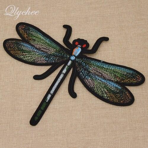 Vintage Big Dragonfly Iron On Embroidered Patches With Adhesive For Women Clothes Decor Sewing On Applique
