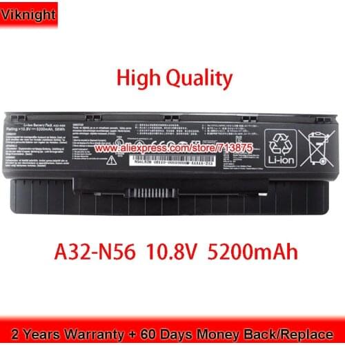 High Quality A32-N56 Battery for Asus N56L82H N56VJ-DH71 N46 N46V N56 N56D N76 N76V Laptop 10.8V 5200mAh