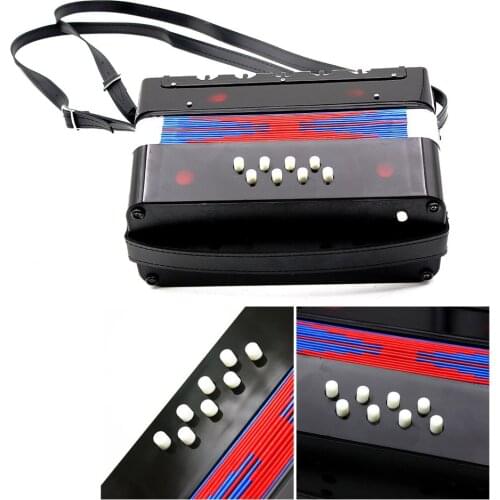 High Quality 17-Key 8 Bass Mini Small Accordion Educational Musical Instrument Rhythm Band Toy for Kids Children Black