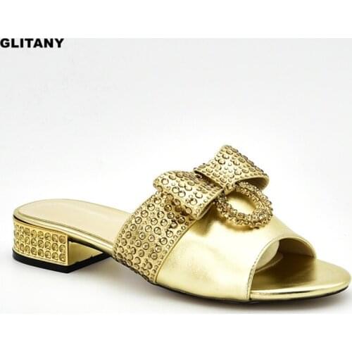 Latest Designer Shoes Women Luxury 2019 African Women Wedding Shoes Decorated with Rhinestone Sandalias Rasteiras Femininas 2019