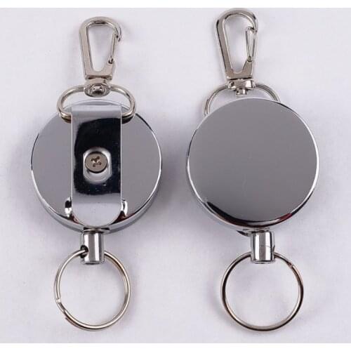 1 pcs All Metal Easy Pull Buckle High Resilient Telescopic Rope EDC Key Ring Anti Lose Stretch Keychain Outdoor Multi Tools