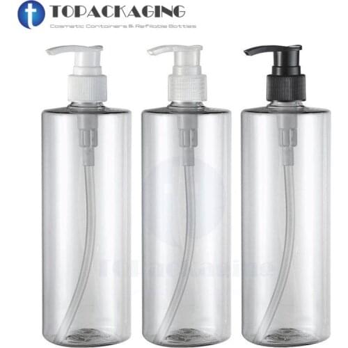 12PCS/LOT-500ML Spiral Lotion Pump Bottle,Clear Plastic Cosmetic Container,Empty Shampoo Sub-bottling,Sample Essence Oil Bottle