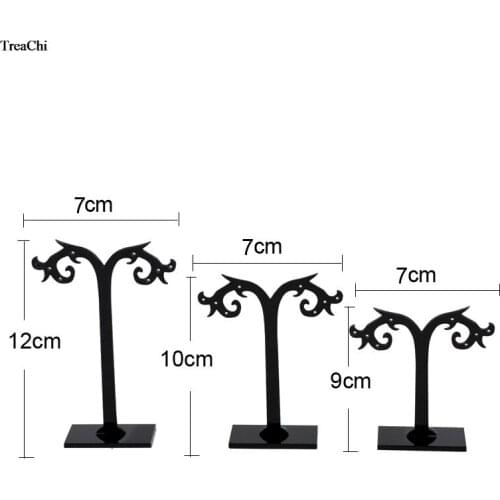 3 Pcs/Set Black Acrylic Earrings Display Stand Necklace Ring Pendant Bracelet Jewelry Organizer Holder Storage Racks 3 size