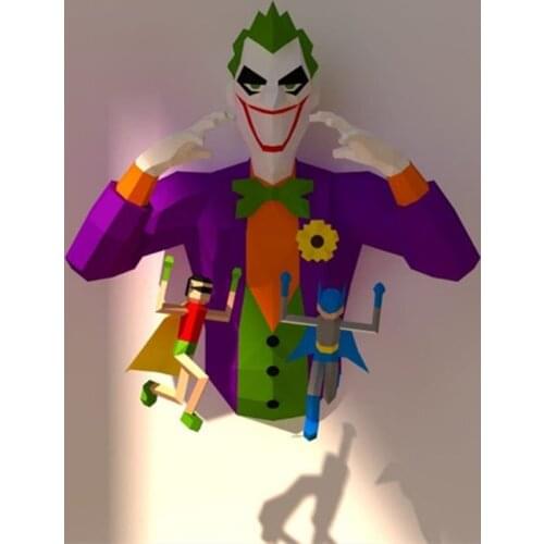 Joker Papercraft DIY 3D Paper Model Paper Sculpture Low Poly Pepakura Craft Manualidad Arte de Papel Background Wall Decoration