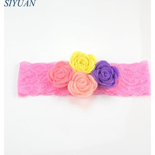 5pcs/lot Super Sweet Fabric Felt Rose Flower Headband Soft Lace Headband Newborn Girl Headwear Hair Accessories FD213