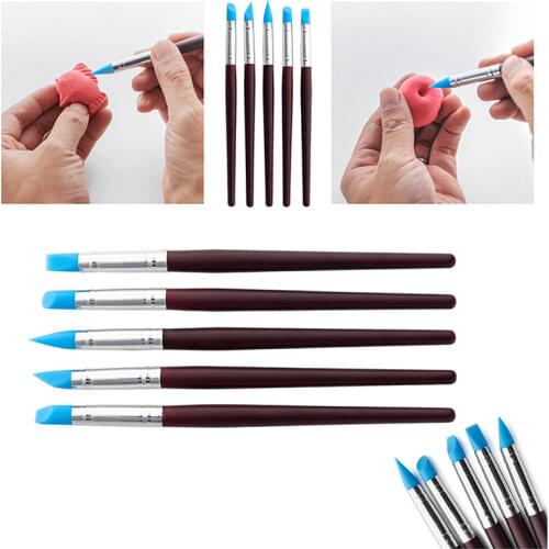 5 pcs Soft head Paint Brushes Trace modification pen Silicone pen Soft clay To Fingerprint Soft clay Student painting tools