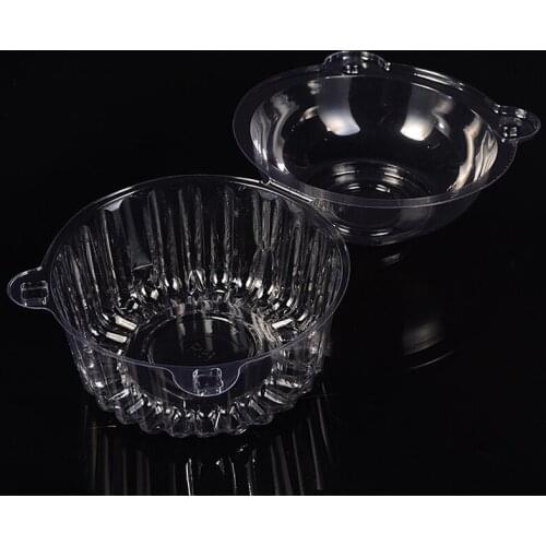 50pcs Party Cupcake Holder Bowl PVC Cake Fruits Container Boxes Transparent Muffin Packing Case For Party Supplies Tasteless