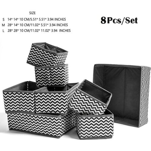 6Pcs/ 8Pcs Drawer Underwear Organizers Storage Box Foldable Closet Dresser Drawers Organizer Fabric Cloth Storage Cubes Basket