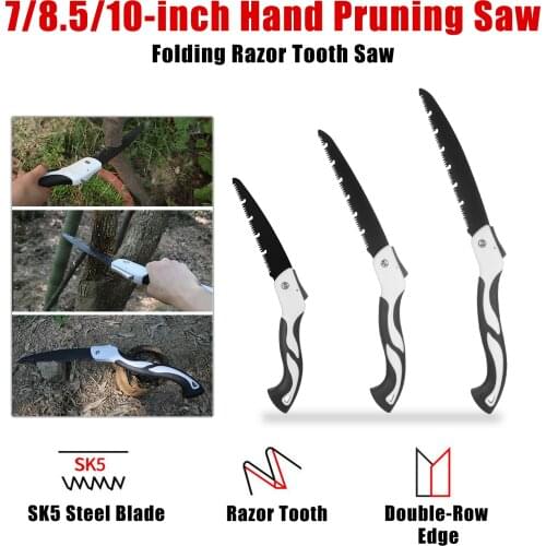 7/8.5/10-inch Hand Pruning Saw Folding Hand Saw Razor Tooth Saw Non-slip Handle for Cutting Wood Camping Trimming Woodworking