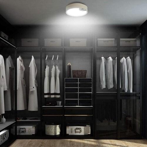 80 LED Motion Sensor Ceiling Light Ultra Bright Indoor Daylight Light for Stairway Hallway Basement Warehouse Battery Operated