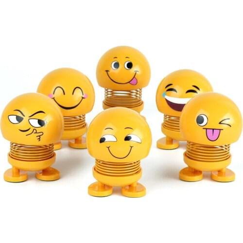 Car Accessories Funny Expression Pack Little Yellow Man Interior Accessories Spring Bobble Head Doll Car decaration
