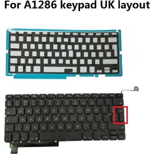 UK Layout Laptop Keyboard Keypad With Backlight For Apple Macbook Pro 15" A1286