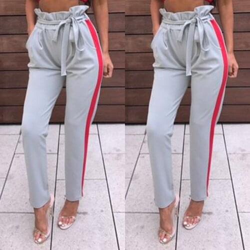 Pants 2018 New Brand Womens Pants High Waist Tie Sashes Casual Paperbag Cigaratte Ladies Trousers Pants