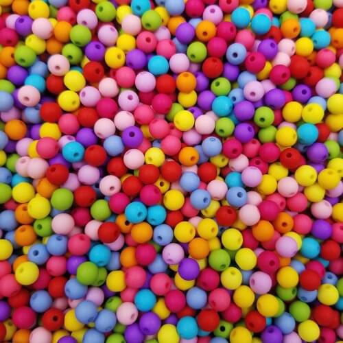 200 Pcs 6mm Spacer Acrylic Beads Bracelet Jewelry Making DIY Findings Solid color Frosted Beads Charms Multicolor Fingdings