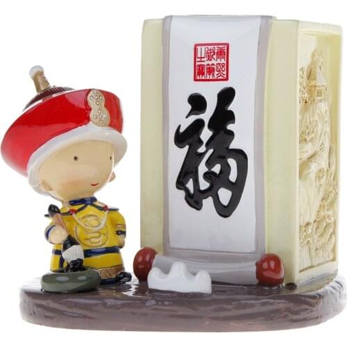 Chinese Style High Quality Handmade Painted The Emperor Bless Pen Case Multi-functional Resin Crafts Tourism Souvenir Gift
