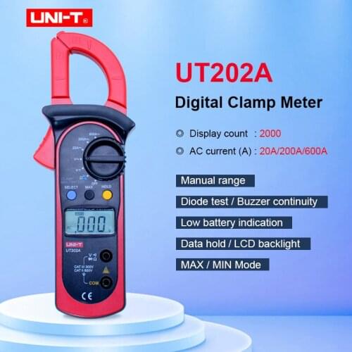 UNI-T UT202A Resistance DC AC Voltage Measuring Tool LCD Digital Clamp Multimeter Voltage Current Resistance Diode